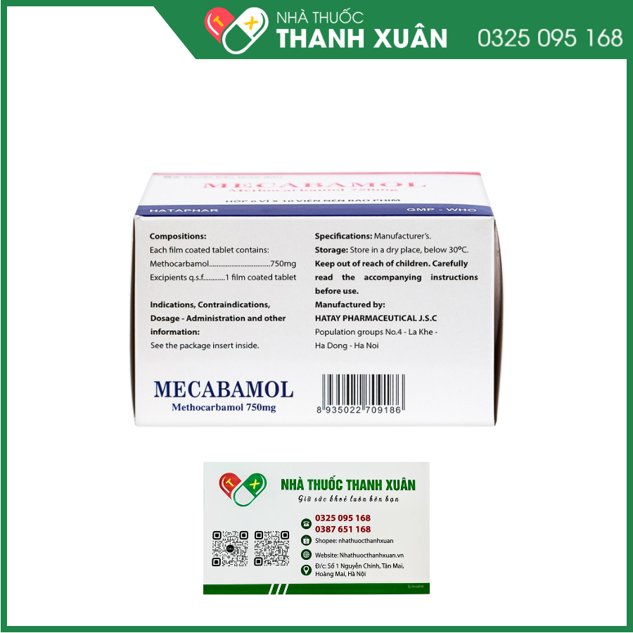 Mecabamol 750mg trị bệnh lý về xương khớp cấp tính do co thắt cơ vân